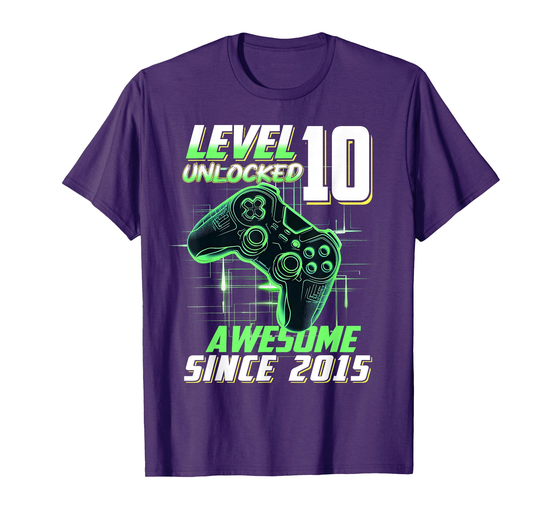 Level 10 Unlocked Awesome Since 2015 10th Birthday Gaming T-Shirt