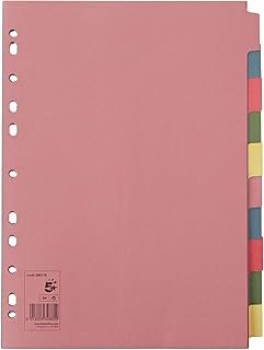 5 Star Subject Dividers Multipunched Manilla Board 10-Part A4 Assorted [Pack of 25]