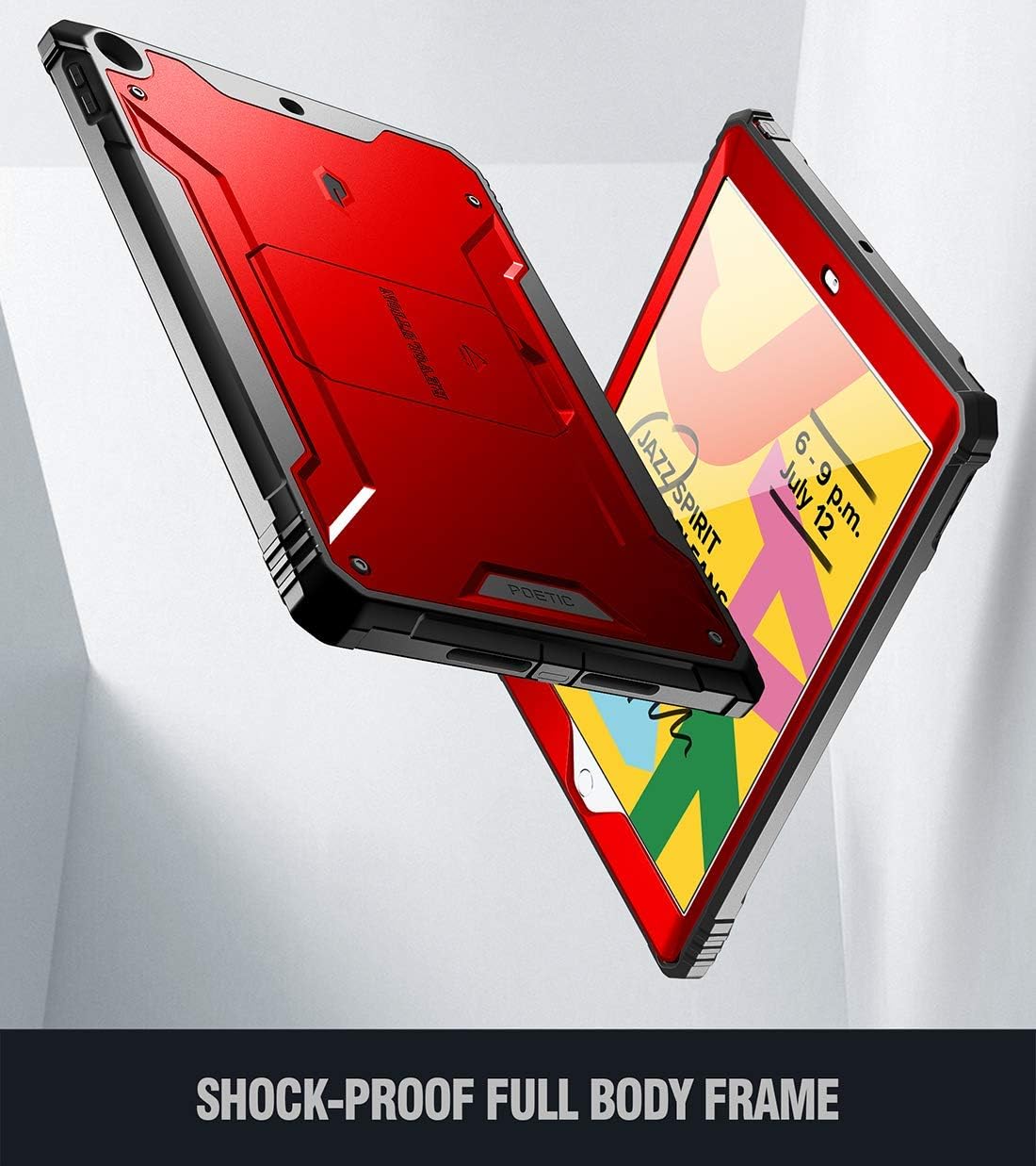 Poetic Revolution Case Designed for iPad 10.2 9th Gen 2021 / 8th Gen 2020 / 7th Gen 2019 Case, Full-Body Rugged Shockproof Protective Cover with Kickstand Built-in Screen Protector, Metallic Red