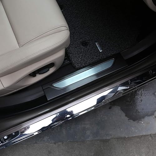 Miniatura 3 de YIWANG 304 acero inoxidable umbral de puerta Scuff Plate Insert Trim 4pcs para Jaguar XF 2016-2019