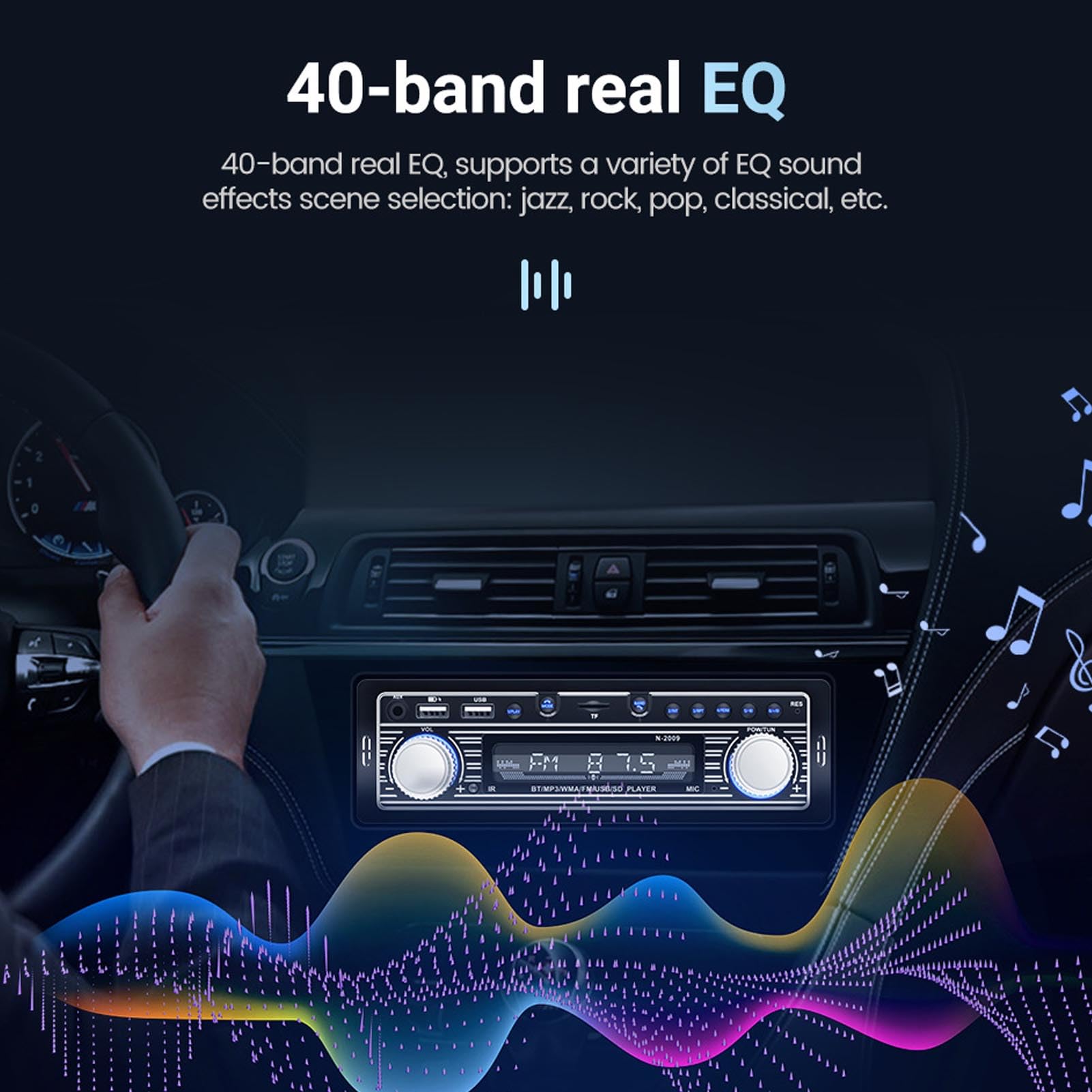 Ricevitore Audio per Auto, Stereo Multimediale a Singolo DIN, Bluetooth FM, USB MP3, Audio Radio FM Digitale SD nel Cruscotto - 12V Universale