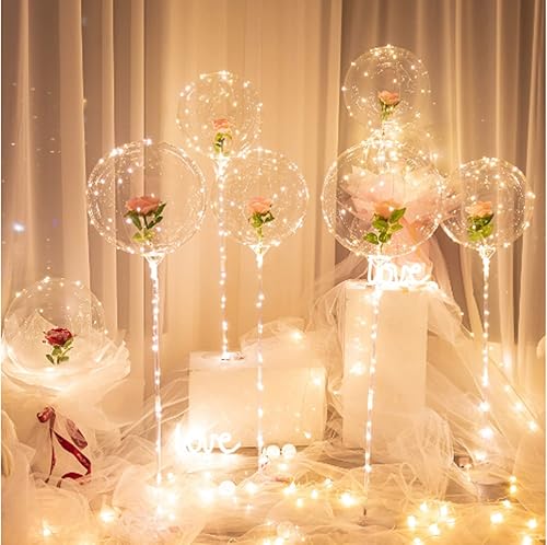 Miniatura 3 de Paquete de 10 globos LED Bobo, globos de luz LED transparentes, globos de burbujas brillantes estilo helio con tira de luces para fiestas,