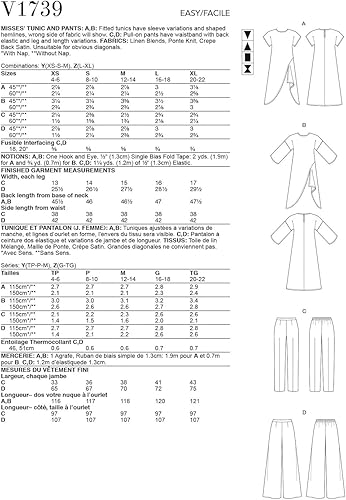 Miniatura 4 de Vogue Patterns V1739Y Misses Ropa deportiva, Y (XS-S-M), Blanco