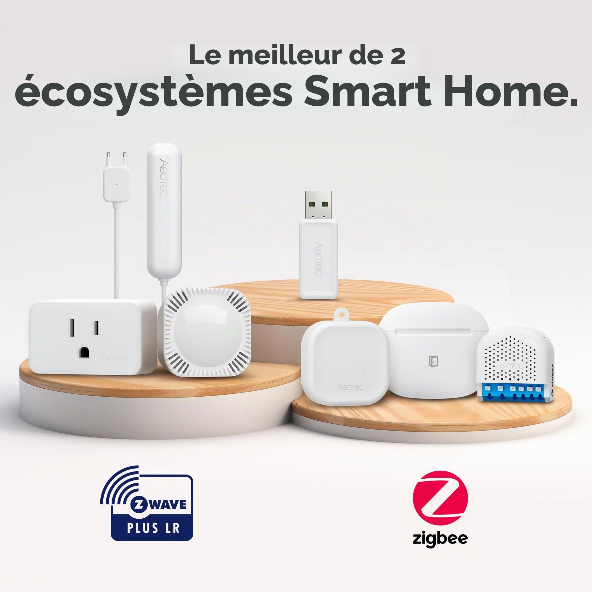 AEOTEC Z-Stick 10 Pro - Zigbee 3.0 & Z-Wave 800 Series Adaptateur USB - Fonctionne avec HomeAssistant - Zigbee2MQTT - Contrôleur Z-Wave - Z-Wave Long Range - Jusqu'à 1 km de portée - sans Nuage