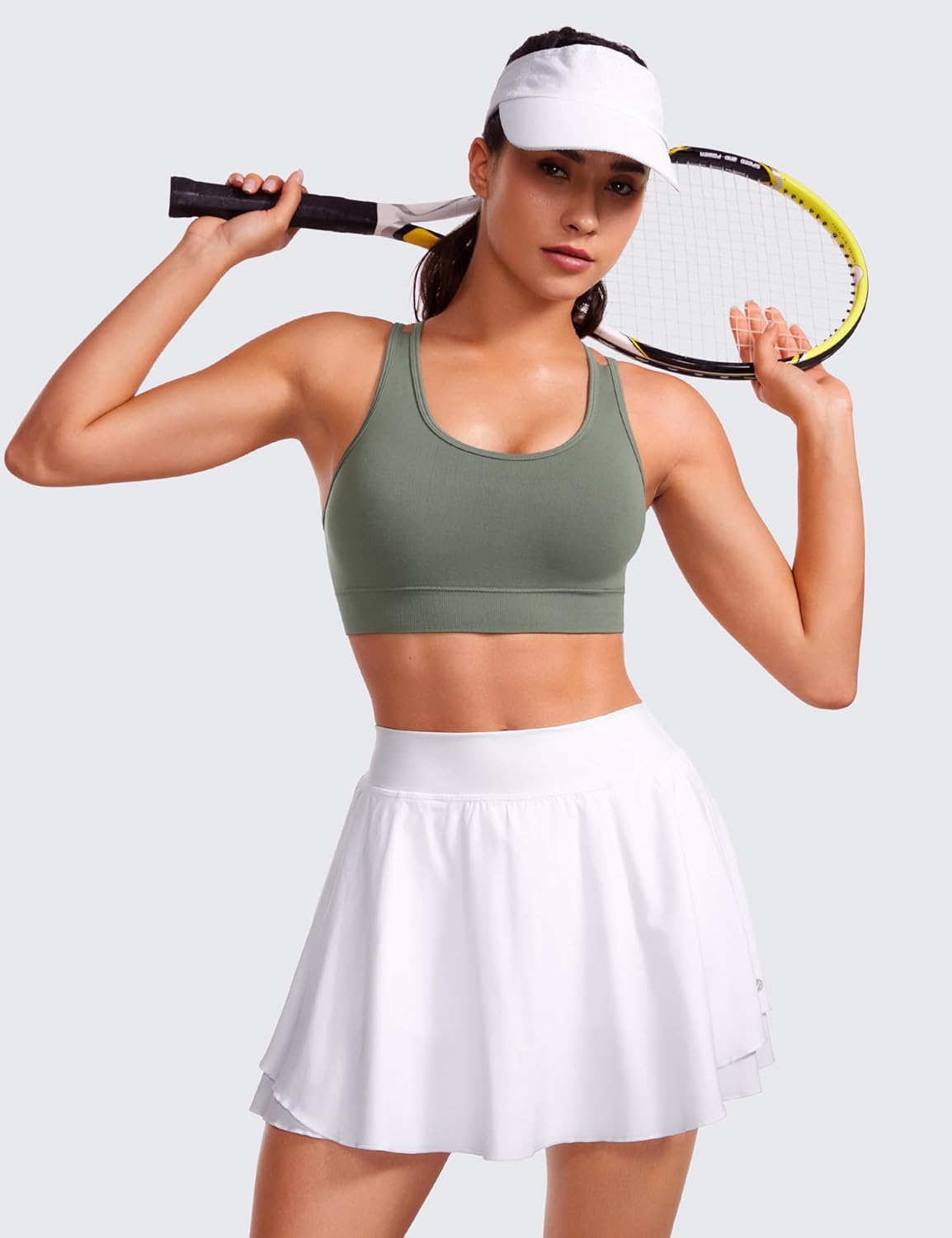 CRZ YOGA Womens Seamless Strappy Longline Sports Bra - Medium Support Scoop Neck Criss Cross Padded Yoga Workout Cami - Image 3