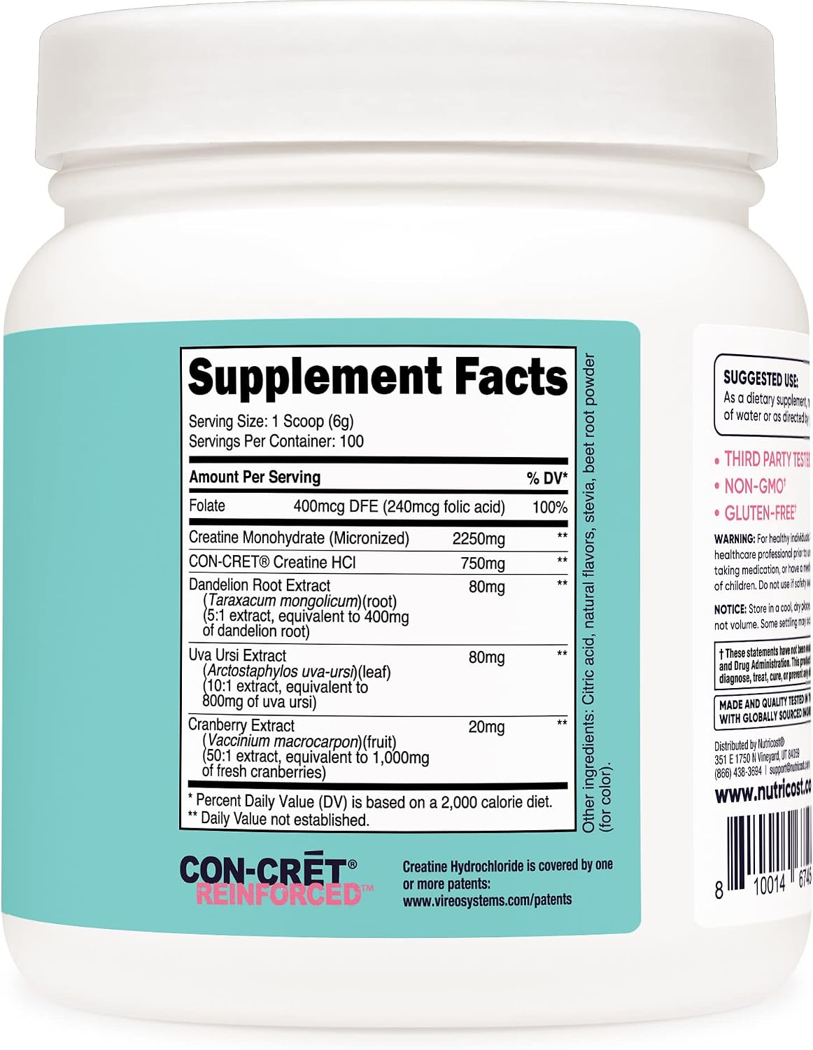 Nutricost Creatine Monohydrate Powder for Women, Micronized, Strawberry Lemonade
