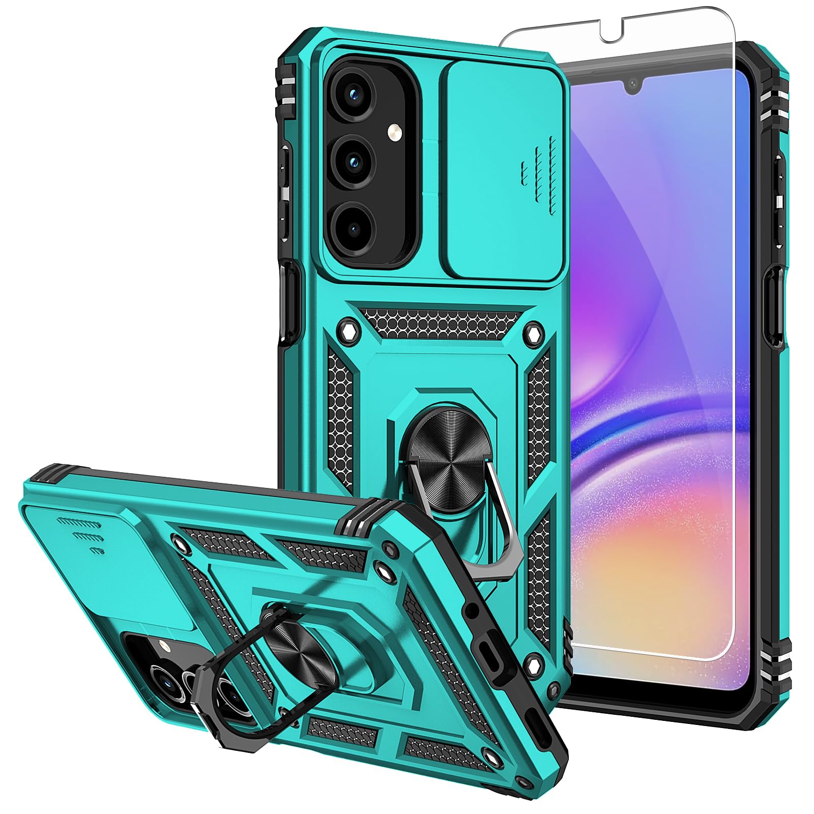 for Galaxy A16 5G Case,with Screen Protectors and Camera Cover,[Military Grade] 16ft.Drop Tested Cover with Magnetic Kickstand Protective Case for