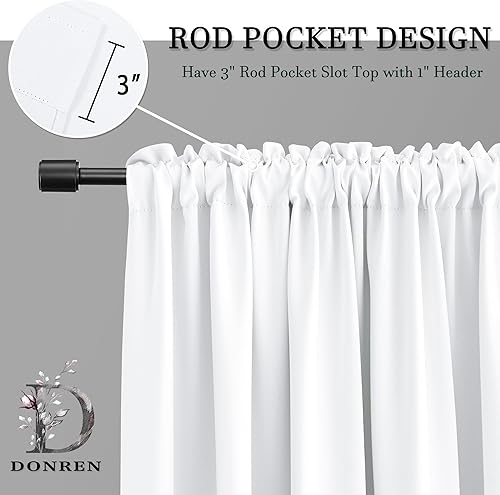 Miniatura 5 de DONREN Cortinas blancas puras para oscurecer ambientes extralargas de 108 pulgadas de largo para ventanas grandes, tratamiento de ventanas de sala