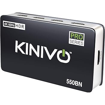 Kinivo 550BN 4K HDMI Switch with IR Wireless Remote (5 Port, 4K 60Hz HDR, HDMI 2.0, High Speed-18Gbps, Auto-Switching)
