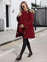 Vista 4 de Maacie Chaqueta de maternidad con forro polar grueso 2 en 1 con cinturón y capucha cálida para invierno
