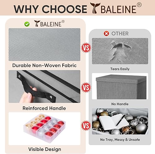 Miniatura 20 de BALEINE Caja de almacenamiento de adornos navideños con divisores, contenedor de almacenamiento de adornos navideños de alta calidad para Rojo