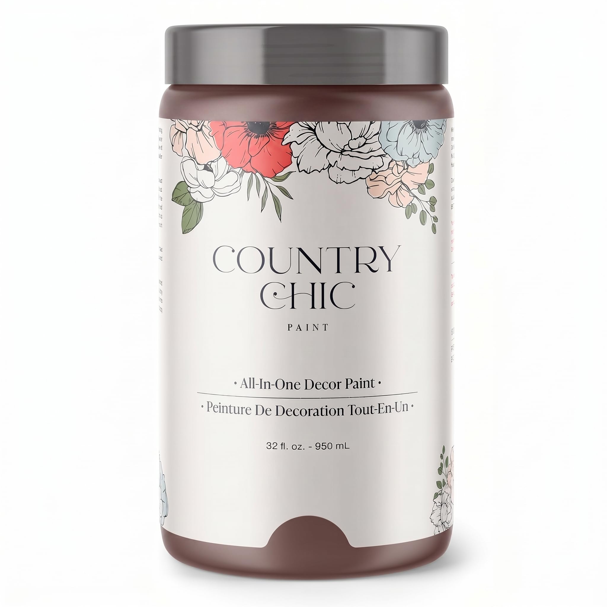 Country Chic All-in-One Chalk Paint for Furniture, Cabinets, Home Decor, Eco-Friendly, Matte Finish, Built-In Primer &amp; Top Coat for Wood, Metal - Let's Mauve It! (Mauve) quart (32oz)