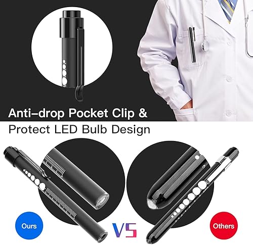 Miniatura 6 de COSOOS 2 luces recargables con medidor de pupila y regla, mini lámparas LED para enfermeras y médicos, luz cálidablanca con clip, linterna