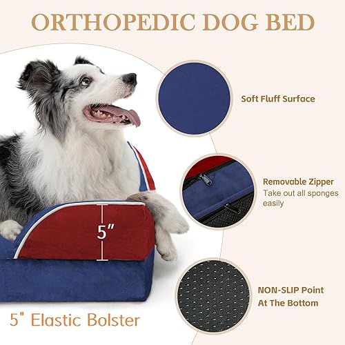 Miniatura 453 de Comfort Expression - Cama ortopédica para perros extragrandes, 53 x 42 pulgadas, cama impermeable y de apoyo de espuma con cojines removibles, con