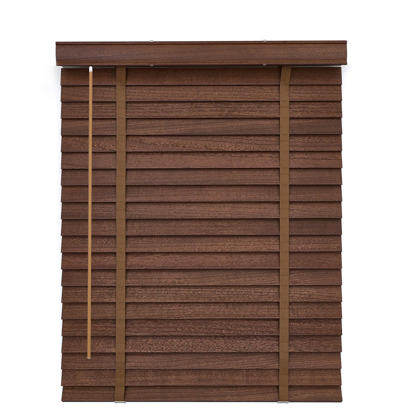 Kabellos Holz-Jalousie Jalousien Fenster Innen, 25cm 33cm 63cm 70cm 110cm 125cm 135cm 150cm 160cm Holzjalousie Jalousette, Sichtschutz, Lichtschutz, Blendschutz(Dark Walnut)