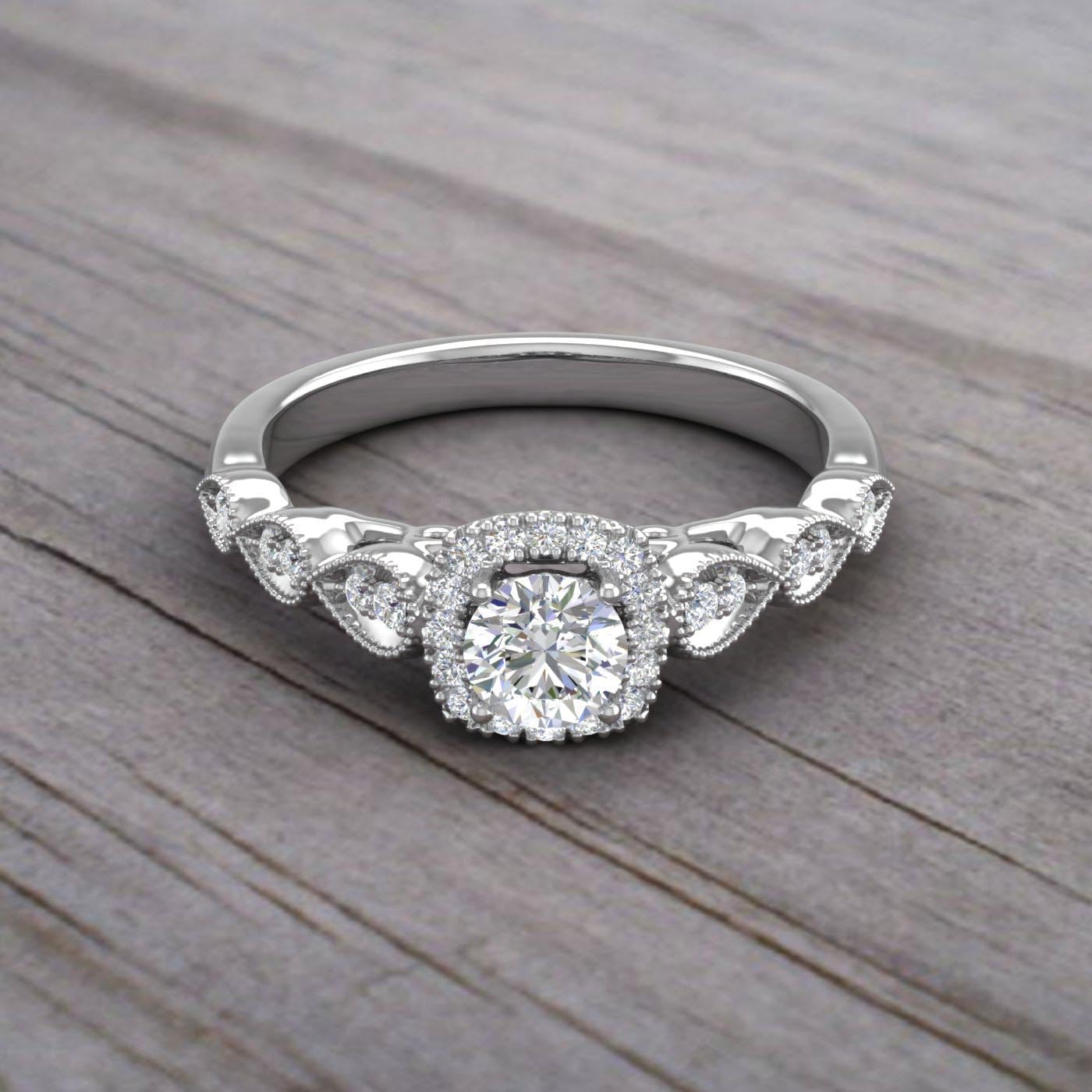 3/4 Carat Cushion cut Diamond Engagement Ring in 10K Gold