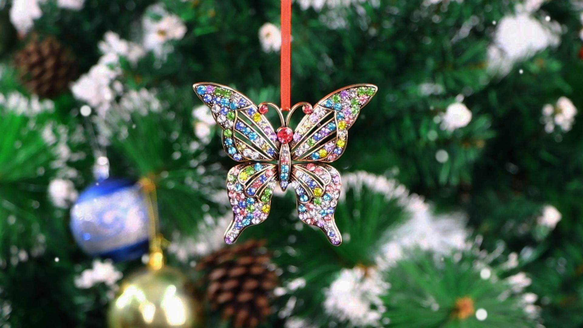 Luxury Metal Monarch Butterfly Christmas Ornaments