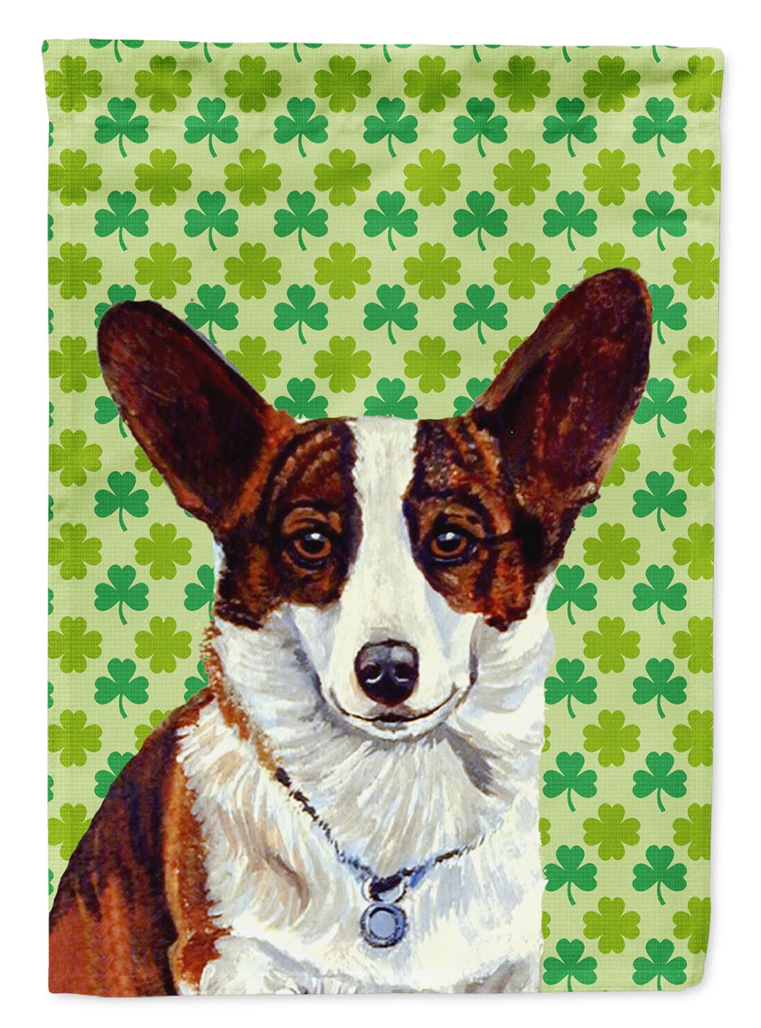Drapeau Corgi Saint-Patrick petit format déco extérieure trèfle vert LH9198GF