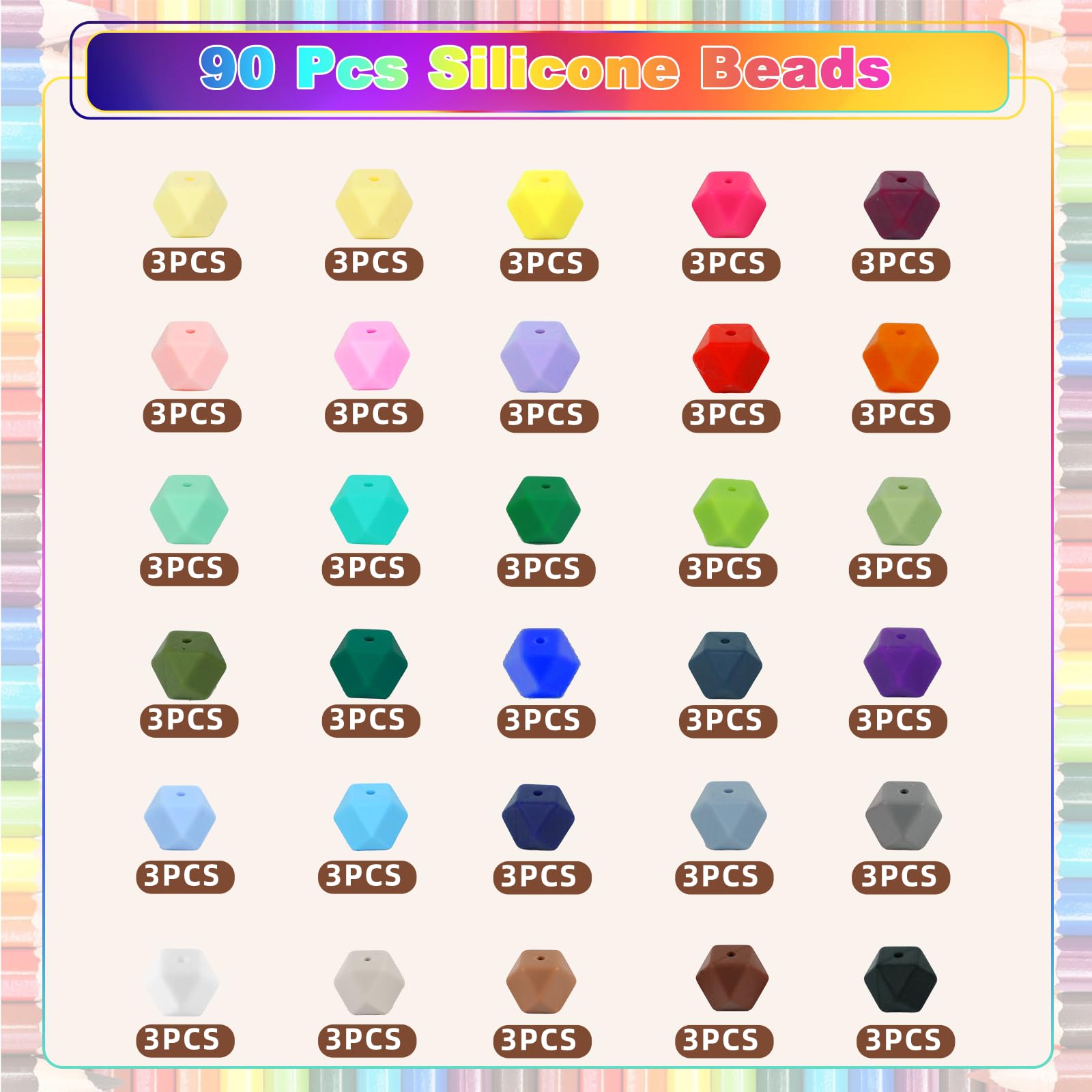 TYRY.HU 10pcs 14MM Hexagon Silicone Beads BPA Free DIY Necklace Pacifier Chain B