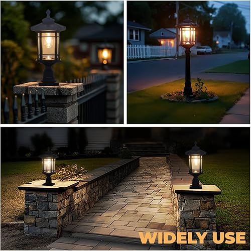 Miniatura 6 de Kemeco Luz solar ST4338Q con base de montaje en pirata para exteriores, impermeable, de aluminio fundido negro, brillante, blanco cálido, lámpara