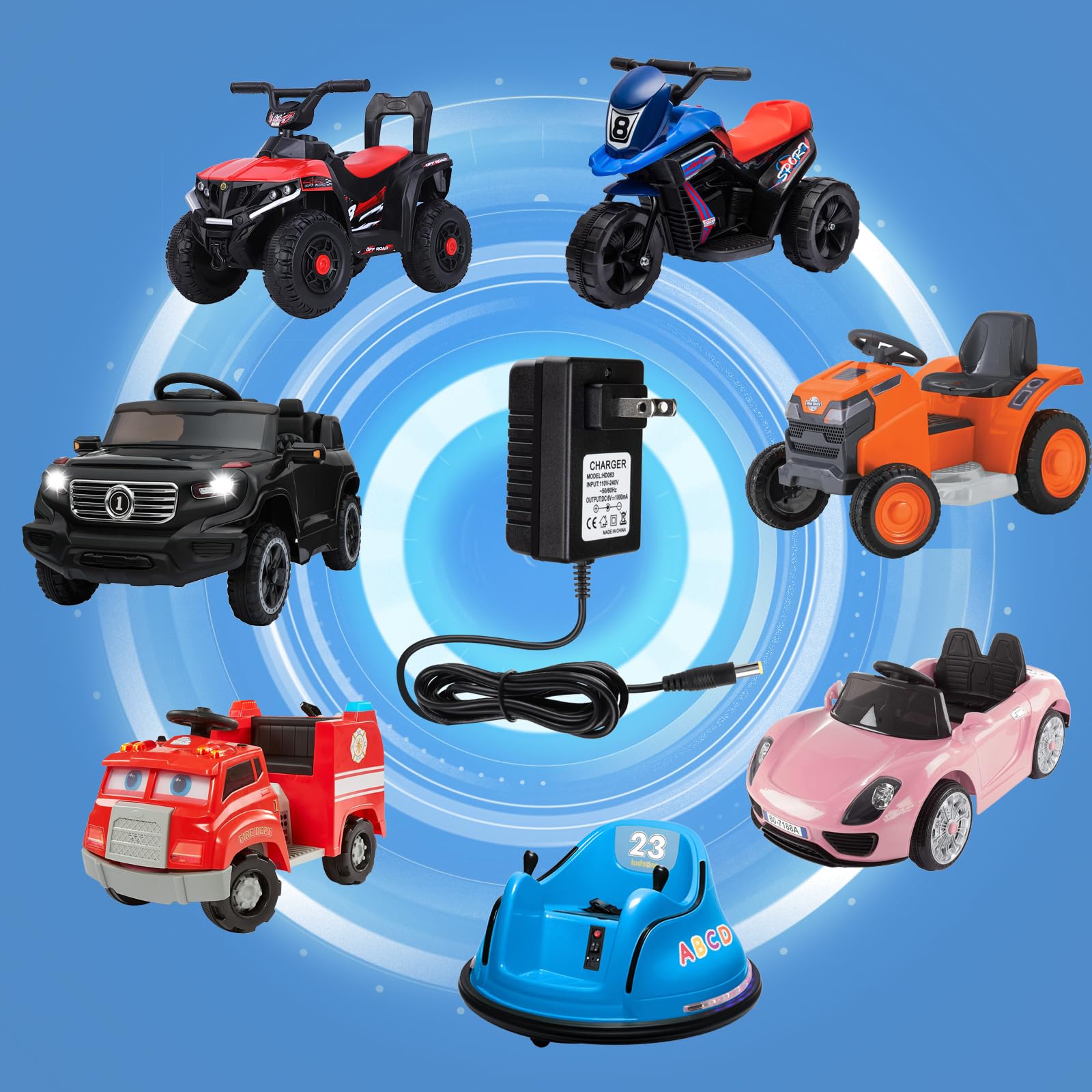 Cargador de 6 V para juguetes de paseo, cargador de batería de 6 V para niños, cargador de 6 voltios para ruedas eléctricas, accesorios eléctricos 2