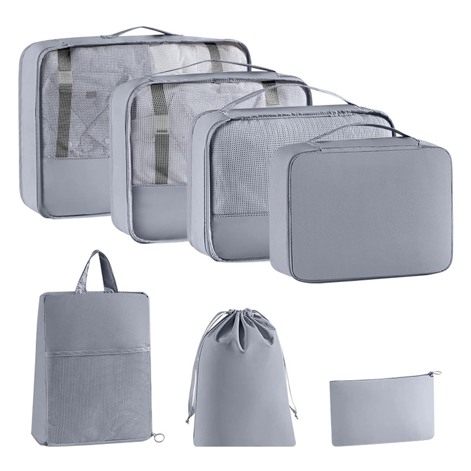 Luggage Organiser Set Travel Luggage Bag Set Of 7 Pcs Solid Color Versatile, Dustproof Packaging Cubes,Storing Underwears, Clothes, Cosmetic Etc