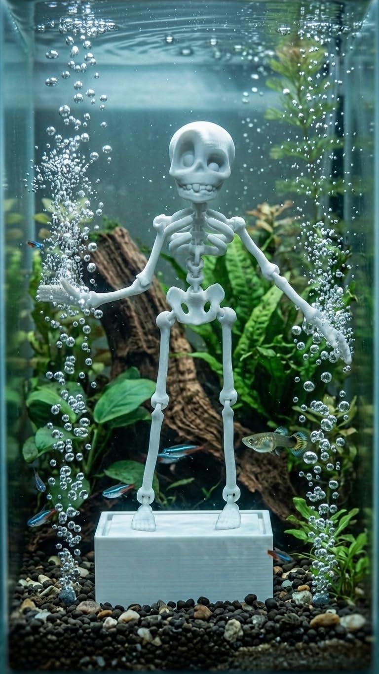 Dancing Skeleton Aquarium Ornament | Poseable Joints, Underwater Effect, Aquarium Decor, Skeleton Toy Included, Without Air Pump-image-43