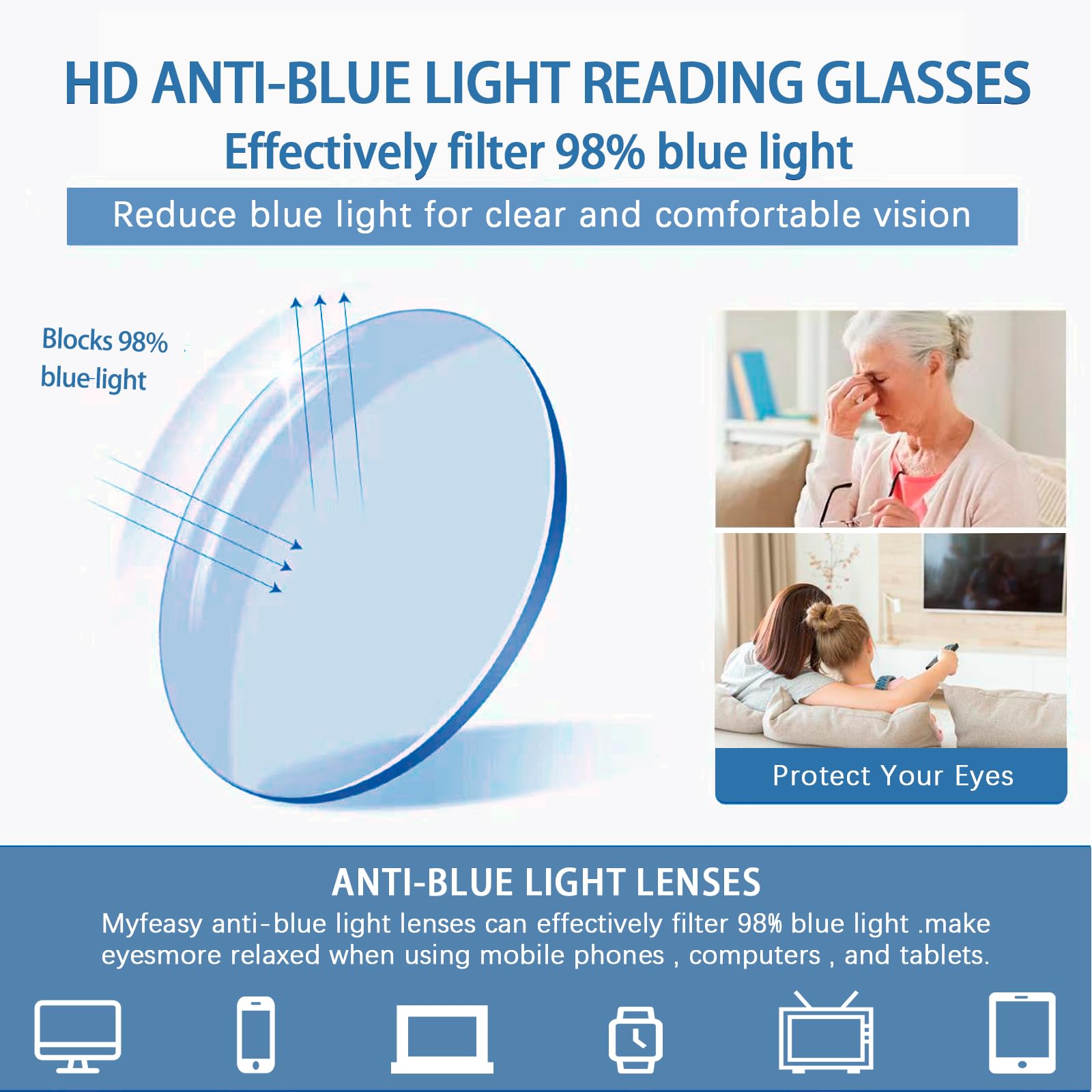 Gafas de lectura progresivas multifocales de metal para hombres, lectores progresivos, transición, bloqueo de luz azul, UV400