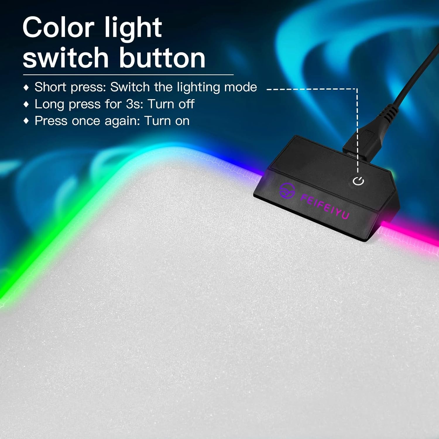 Large RGB Gaming Mouse Pad Purple Violet Iris Isolated On White Glowing Extended Mousepad 35.4x15.7in, Soft Anti-Slip Rubber Base Luminous Mouse Mat for Pc Laptop, Gaming, Office, Home