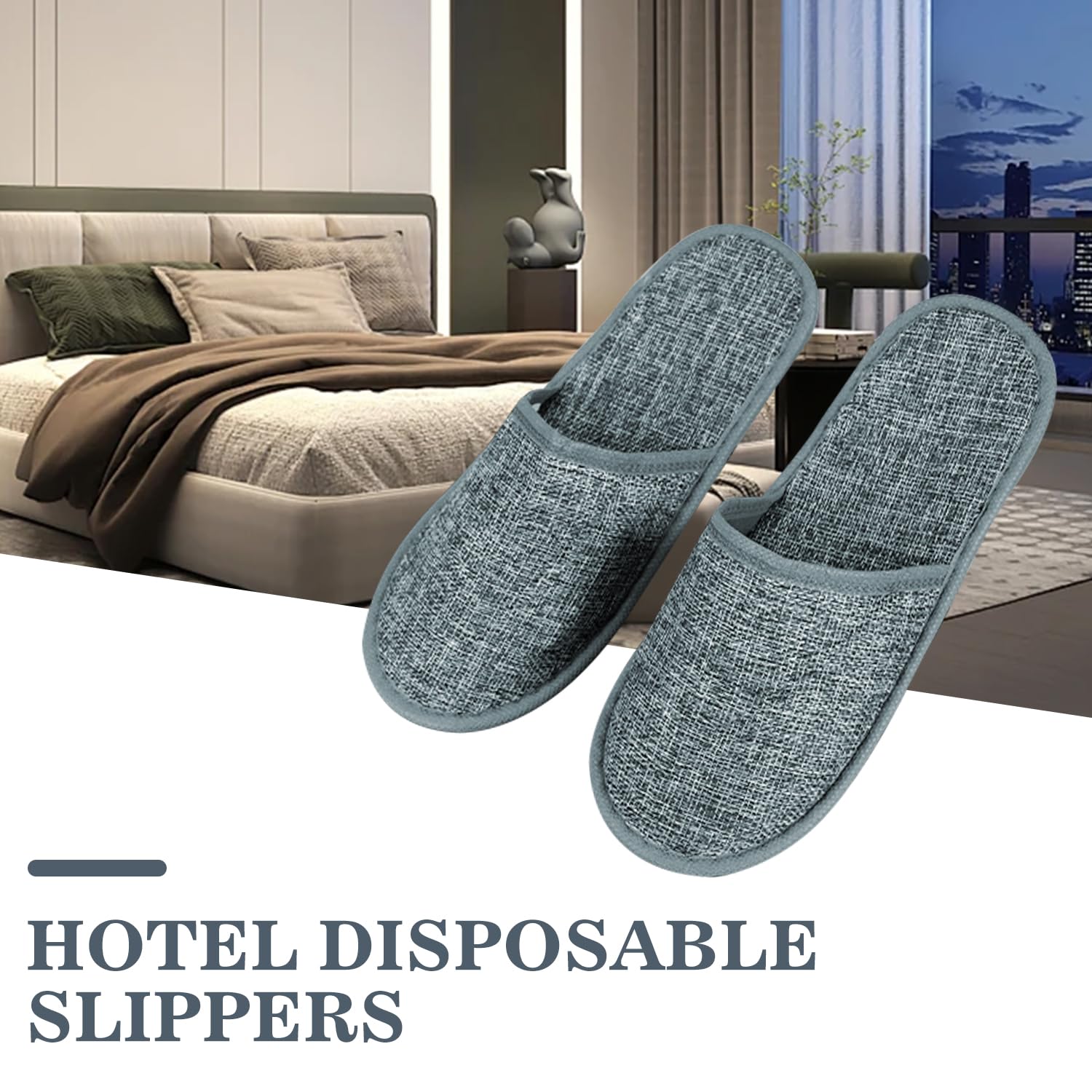 50 Paires de Pantoufles Jetables, Pantoufles de Spa à Bout Fermé, Taille Générale Pour Hommes et Femmes, Pantoufles Antidérapantes Portables