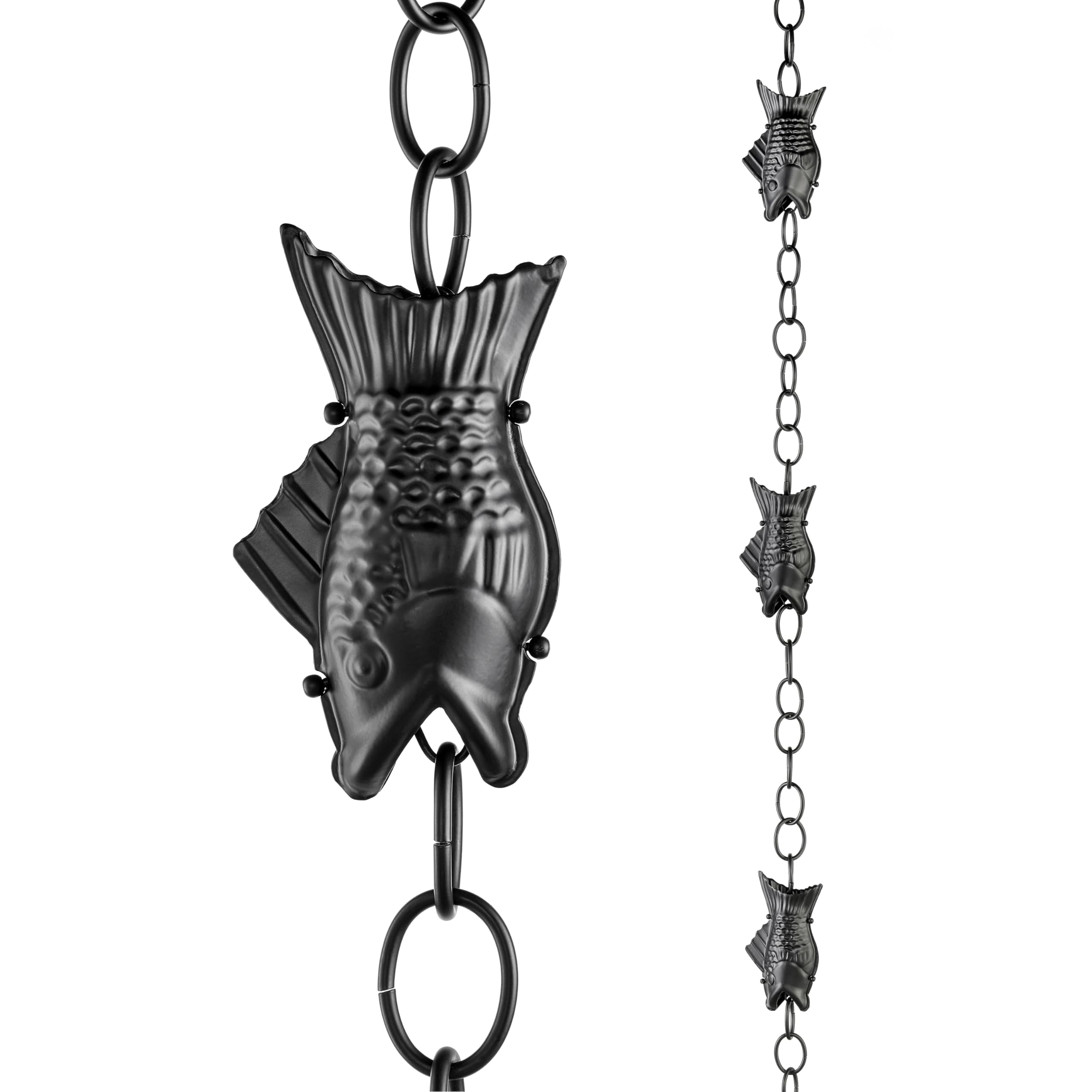 Catena Pioggia Good Directions Pesce - 8ft Alluminio Nero Per Grondaie - Foto 3