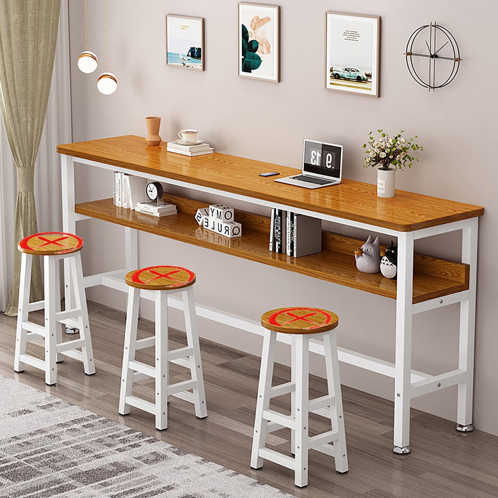 NOBBAT Rectangular Bar Table Coffee Bar Table Bar Table Black Bar Table 100/120/140/160/180x30/40x100cm High Breakfast Bar Table Kitchen Metal Frame Pub Coffee Desk for Small Space Kitchen Living Room