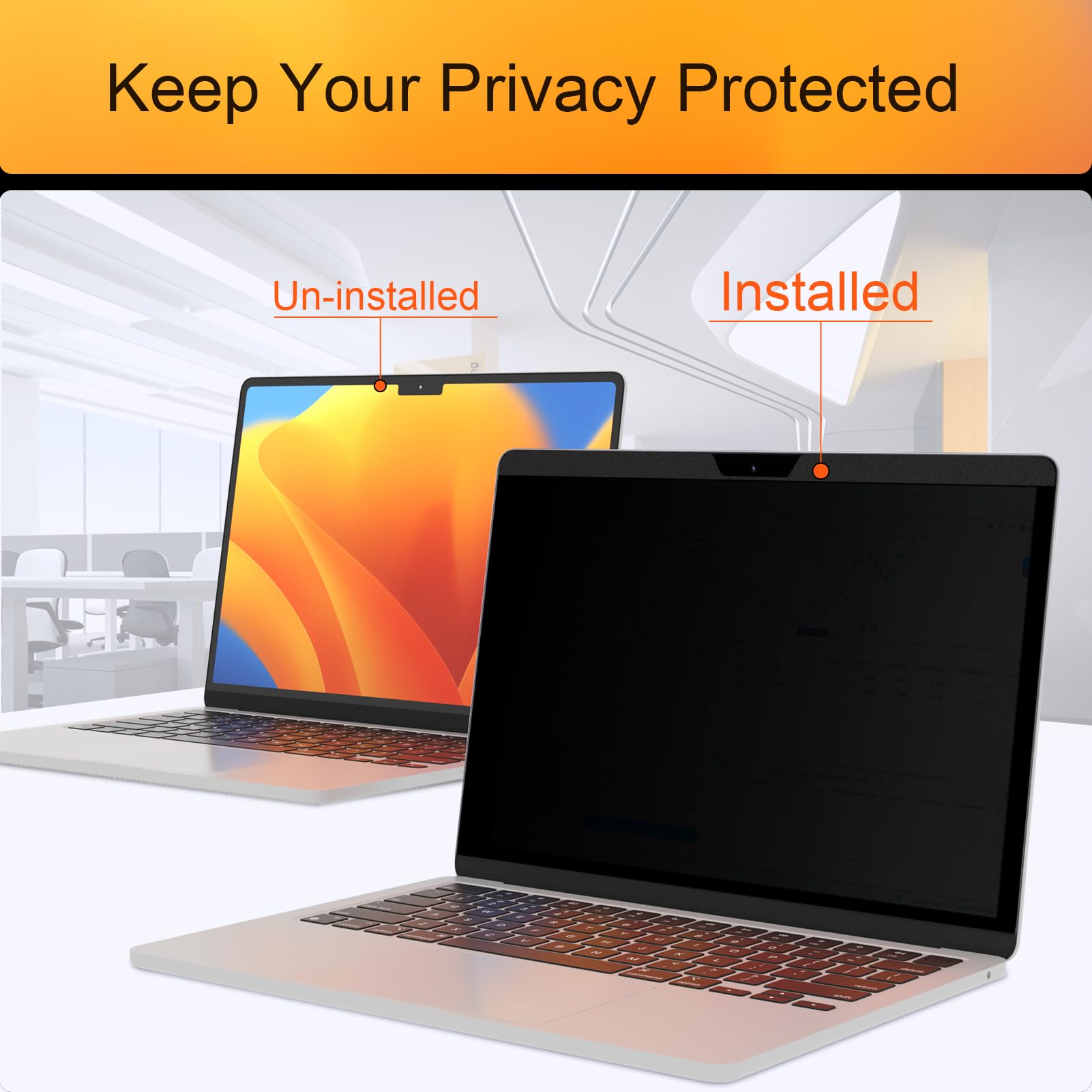 Magnético Filtro de Privacidad Compatible con MacBook Air 13 Pulgadas(2018-2020 M1), Filtros de Pantalla MacBook Pro 13 Pulgadas (2016-2021, M1 M2)，Privacy de Protector Pantalla con cámara privacidad