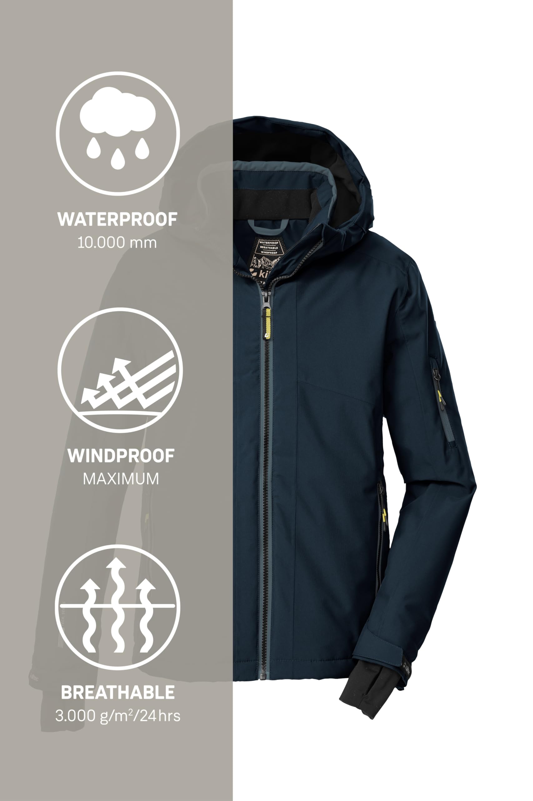 Killtec Ksw 202 Bys Ski Jckt Veste de ski/fonctionnelle avec capuche et jupe pare-neige Garçon