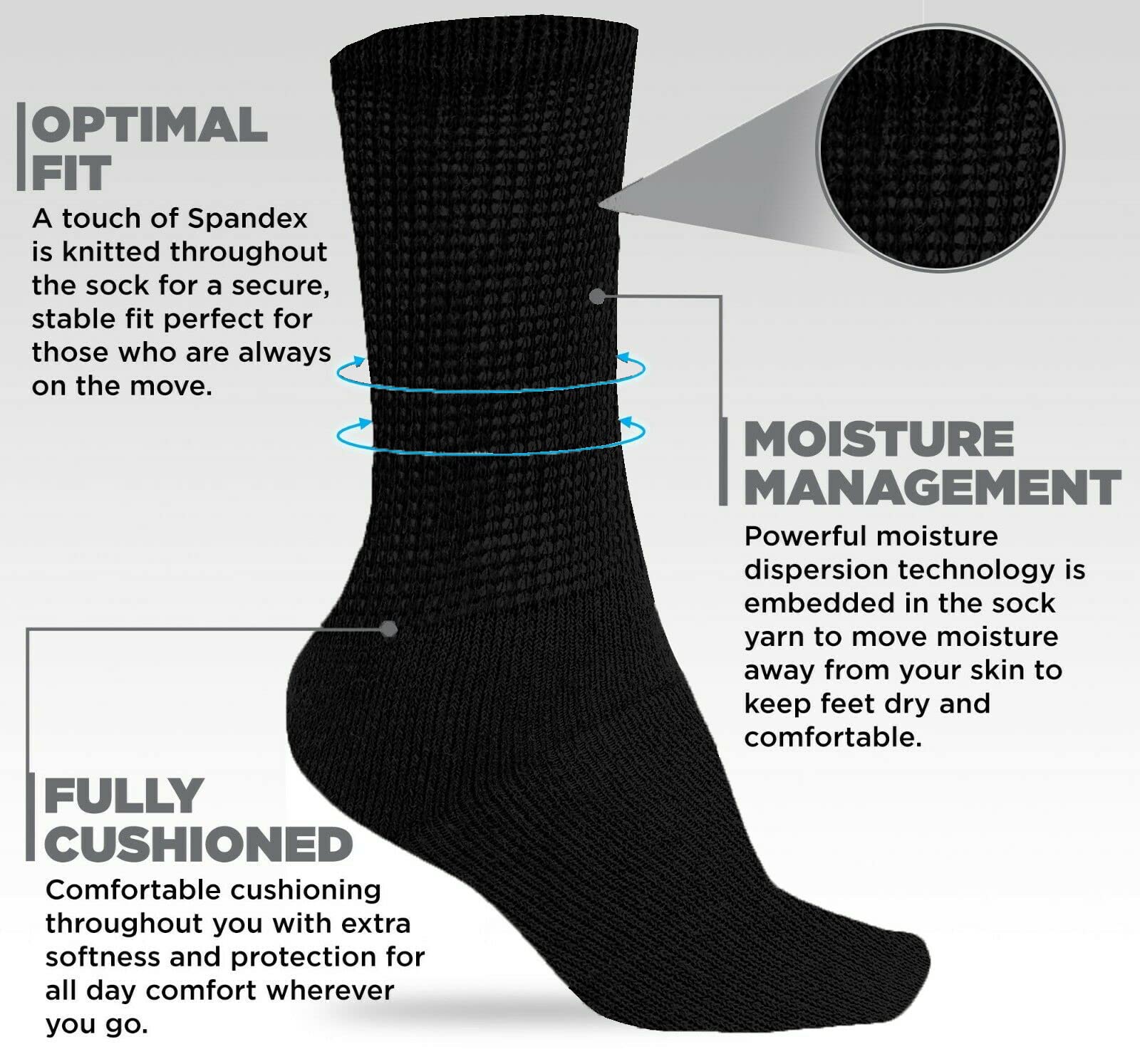 LOOM KNIT Diabetic Socks Non-Binding, 6 works Non Elastic Gentle Grip for Swollen & Painful Legs - Image 3