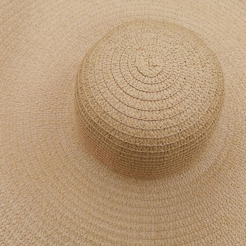Chapeau de paille à large bord pour femme, chapeau de paille de plage surdimensionné pour femme, chapeau de soleil souple pliable, chapeau de plage pliable