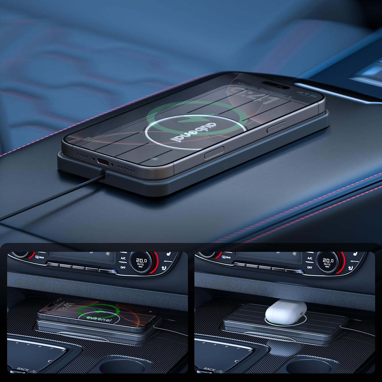 Draadloze Autolader voor VW Tiguan 2018 2019 2020 2021, 15W Qi Snelladende Telefoonoplader Pad voor iPhone Samsung, Middenconsole-Accessoire voor VW Tiguan, Cadeau voor VW Tiguan-Bezitters