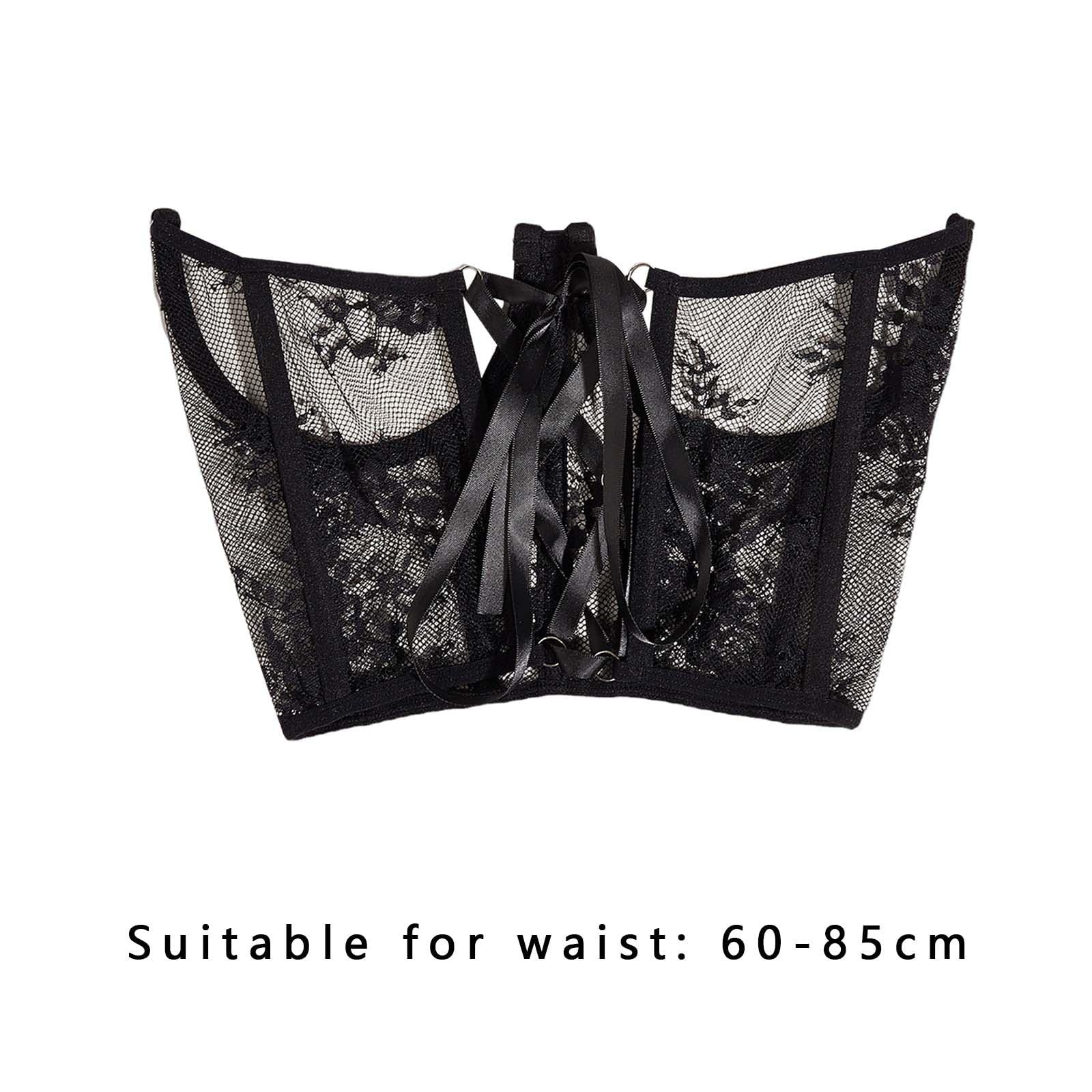 F Fityle Cintura corsetto sottoseno, corsetto in vita, corsetto con coppe aperte in pizzo, corsetto disossato con ferretto sul busto corto, in vita
