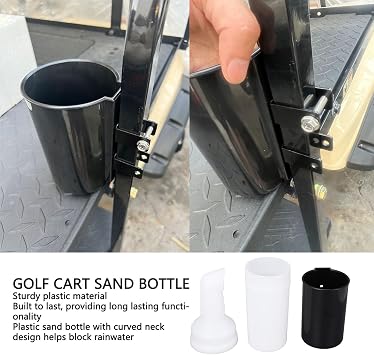 Fabater Cart Sand Bottle, Universal Cart Sand Bottle with Holder for E Z GO for Club Car, Divot Filler Sand Bottle Assembly, Easy To Install, Maintain Course Performance