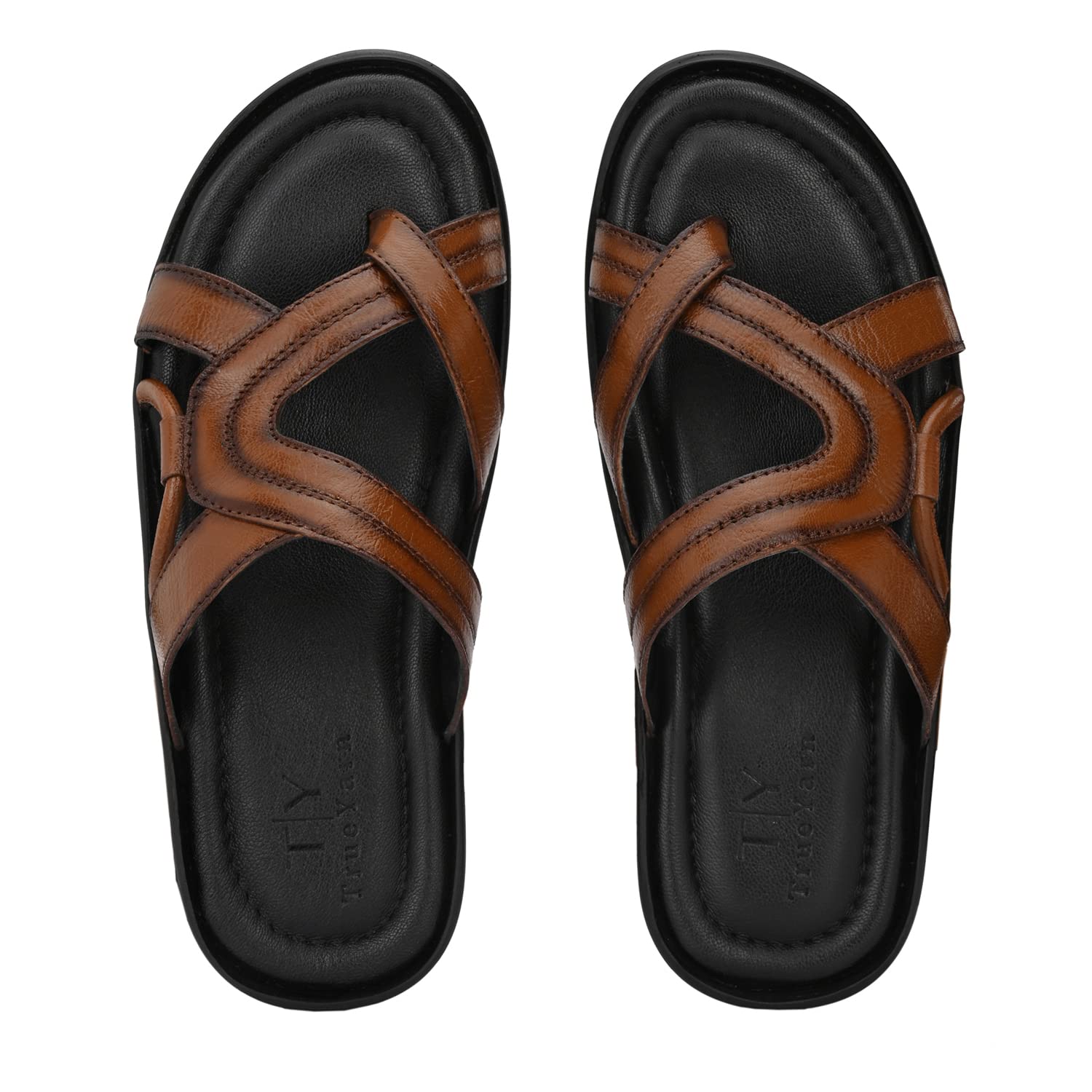 TrueYarn Mens Genuine Leather Slippers | Thong Sandals For Men | Comfortable | Cushioned Insole | Durable | Handmade | All Occasion Slippers| UK - 6 (TAN) (B0B1B95RBT) Amazon Price History, Amazon Price Tracker