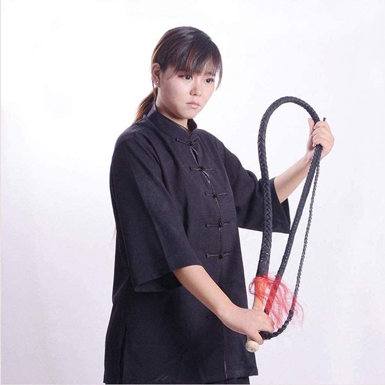 Amazon.co.jp: プレミアム手作り本物の本物の革長い馬の騎馬作物の鞭猫