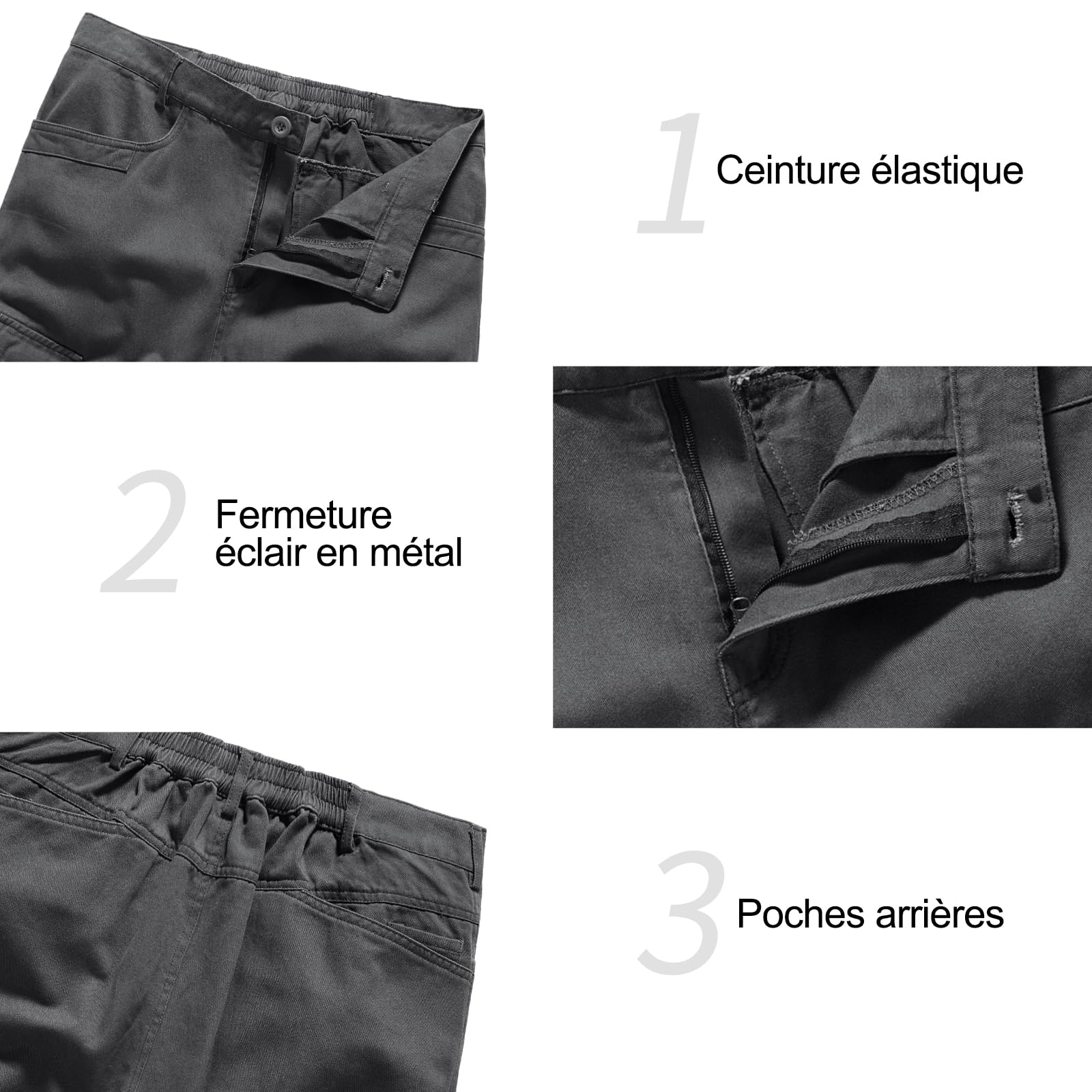 Husmeu Short Bermuda Homme Cargo avec Plusieurs Poches, Short d'été en Coton Camouflage de Taille Élastique