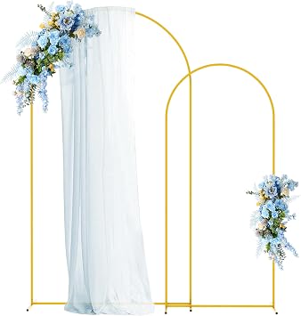 Metal Arch Backdrop Stand 7.2FT,6FT Set of 2 Gold Backdrop Arch Frame for Wedding Ceremony Birthday Party Baby Shower Anniversary Graduation Decoration