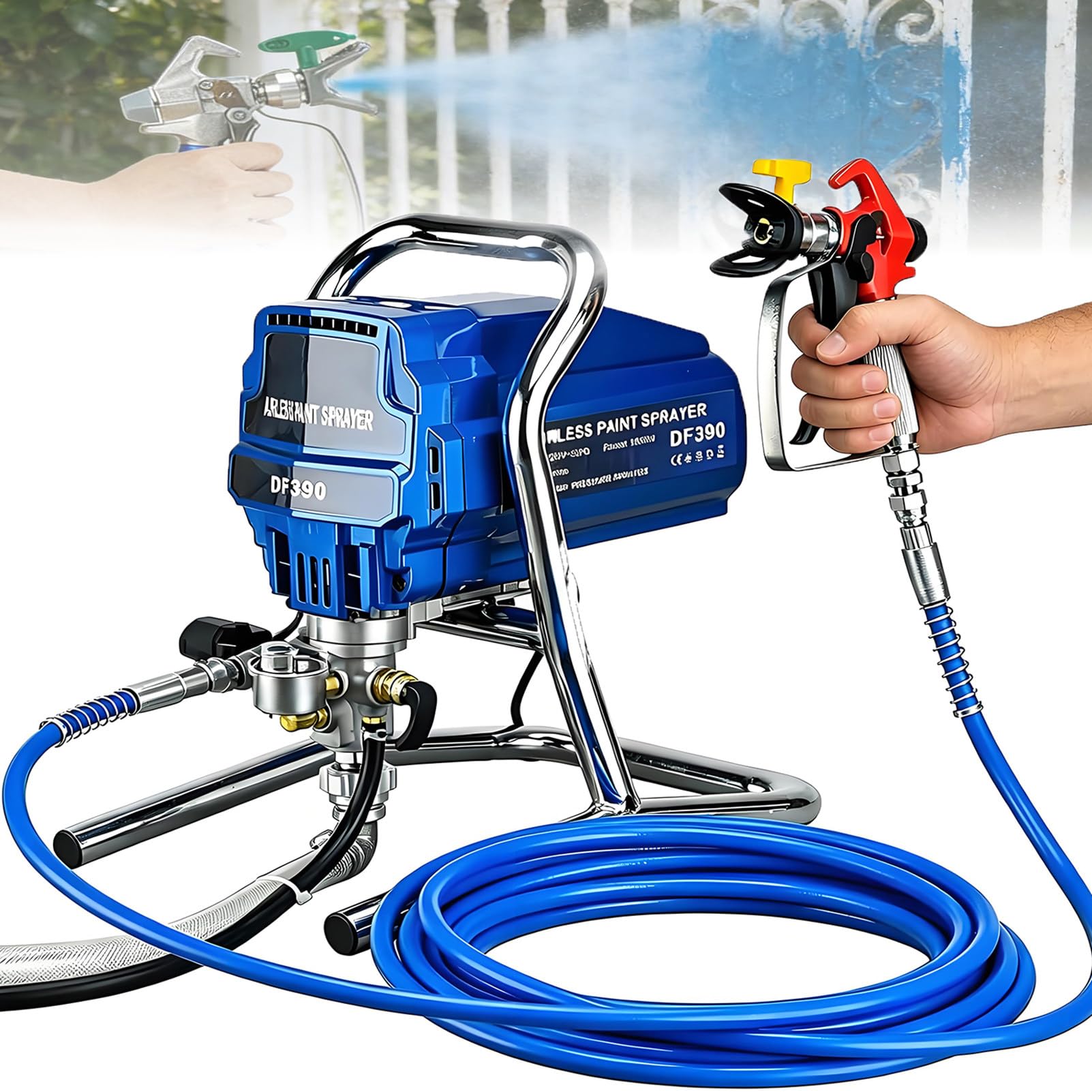 EpyGnom Airless Paint Sprayer, 1800W High Pressure Efficiency, 3000PSI Electric Paint Sprayer Machine for Interior and Exterior Furniture and Fences, Fine and Even Painting Effect