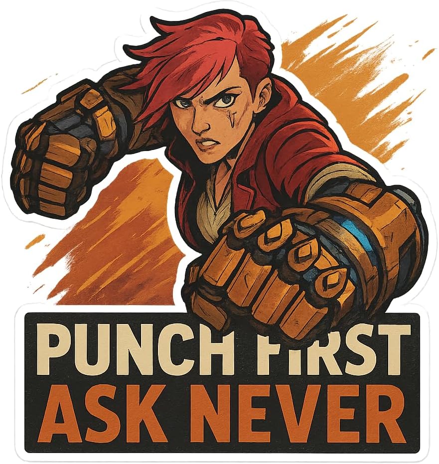 Vi Arcane Hextech Gauntlets Action Scene Sticker (3" x 3")