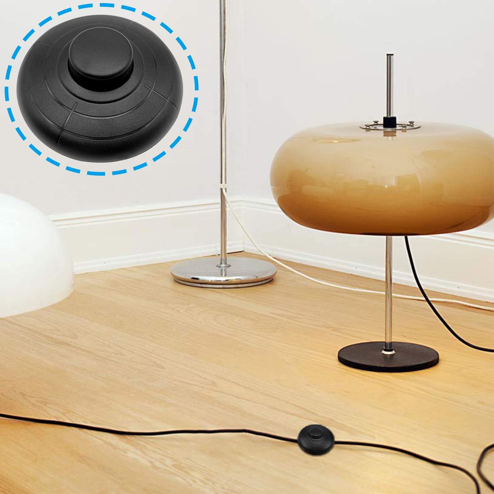 Interruttore A Pedale Rotondo 250V - 4 Pezzi Per Lampade Da Terra E Tavolo, Nero - Foto 14