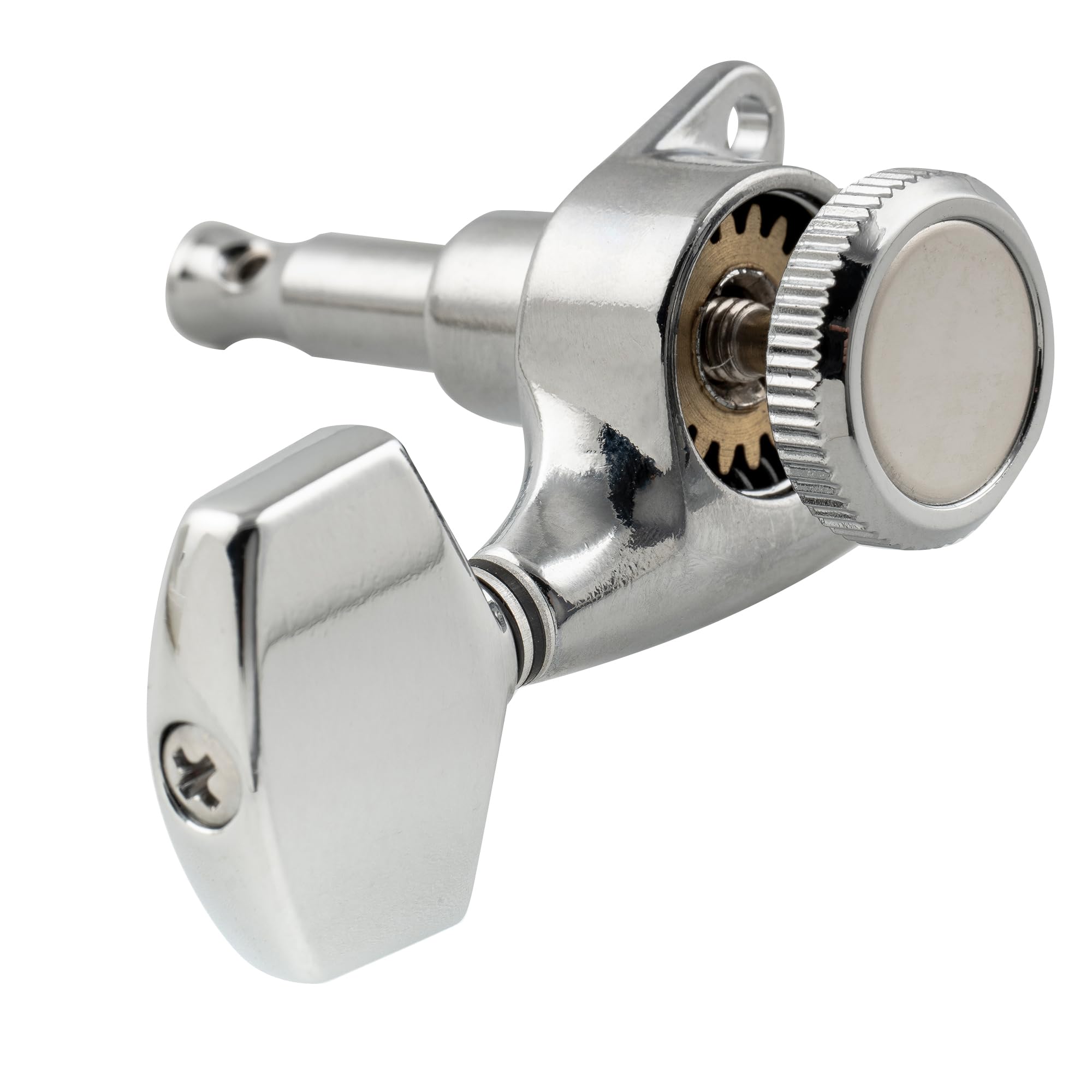 Musiclily Pro L3+R3 Meccaniche Autobloccanti Ratio 18:1 Chitarra Locking Tuners per Chitarra Elettrica/Acustica, Cromato con Bottone Esagonale