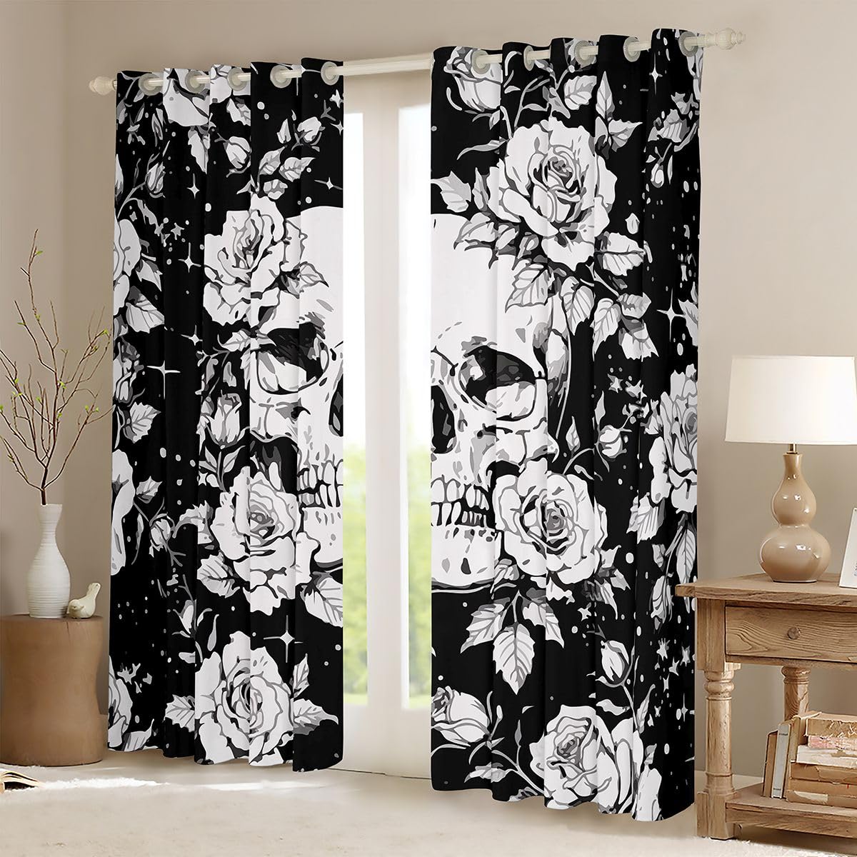 Homewish Tende oscuranti per camera da letto, motivo: teschio, 52 x 63 cm