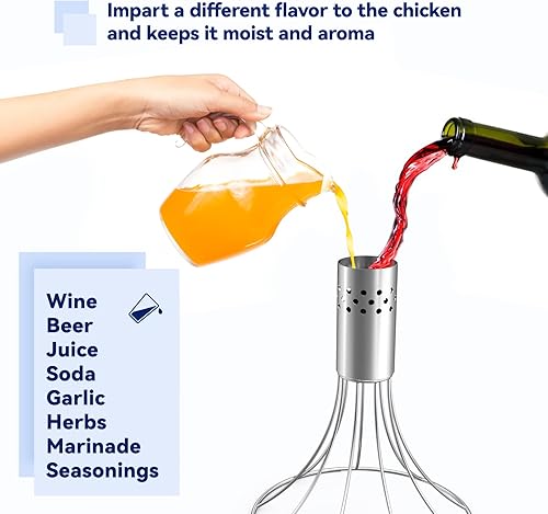 Miniatura 3 de Skyflame Soporte para pollo para latas de cerveza para ahumadores y parrillas, paquete de 2 estantes de acero inoxidable para asar y asar a la