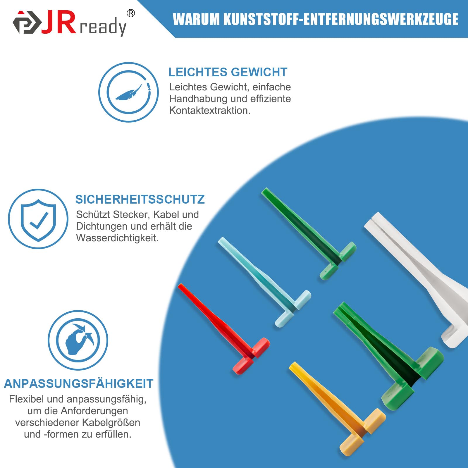 JRready ST5339 24 Pezzi Tedesco Unpin Tool Automotive Set per 4# 8# 12# 16# 20# Solid/Stamped Contacts 6-22 AWG Plastica Terminal Removal Tool Kit per Tedesco DT DTM DTP HD HDP DTHD Jiffy Splice Serie